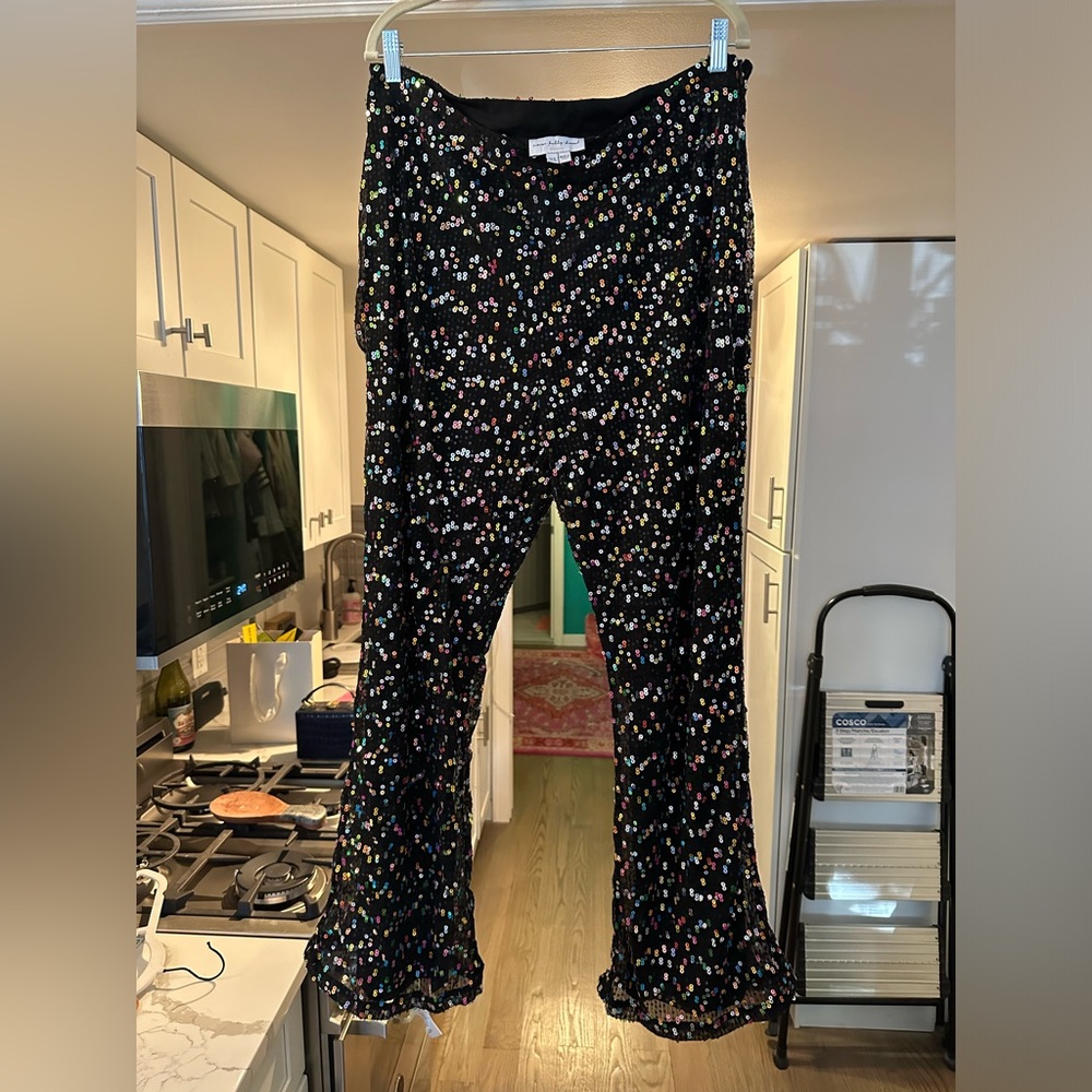 Never Fully Dressed Black Multicolor Flare Pants